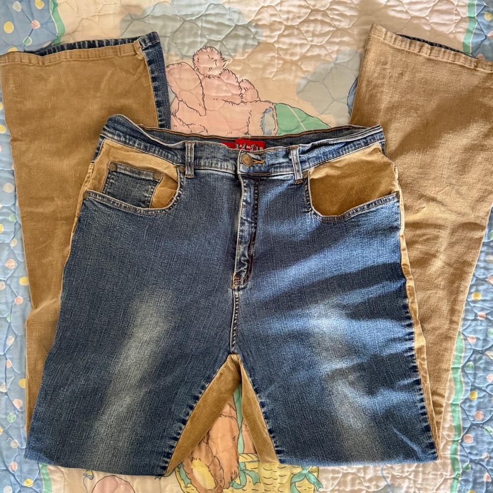 Y2K Jeans with Corduroy Details